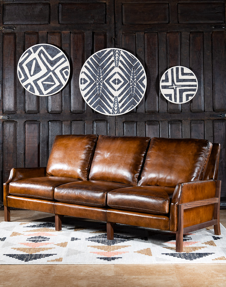 Leather Sofa With Wood Flash Sales | Cityofclovis.org within Black Walnut Solid Wood Leather Sofa, Oil Wax Leather- 2.4M Three Seat Sofa 94.5X34.5X34.7"