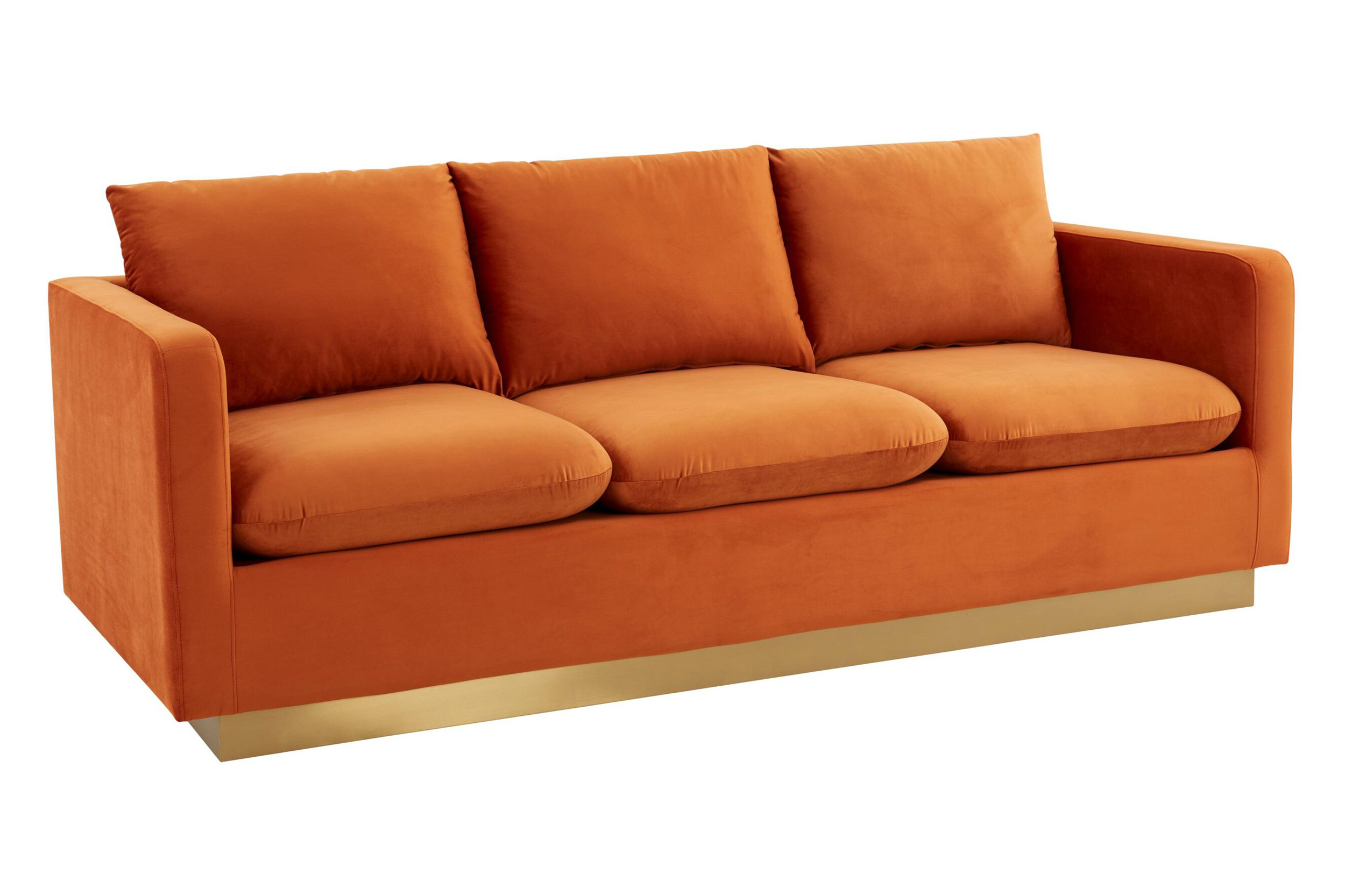 Leisuremod - Nervo Modern Mid-Century Upholstered Velvet Sofa With Gold ... inside Leisuremod Nervo Modern Velvet Sofa With Gold Base, Purple