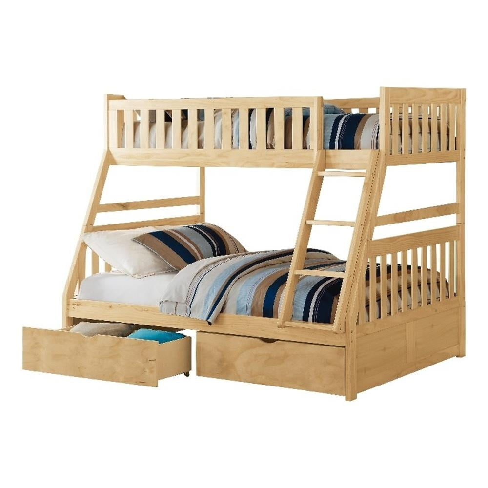 Lexicon Contemporary Wood Twin/Full Bunk Bed With Storage Boxes In ... regarding Lexicon Contemporary Wood Twin/Twin Bunk Bed With Storage Boxes In Natural Pine
