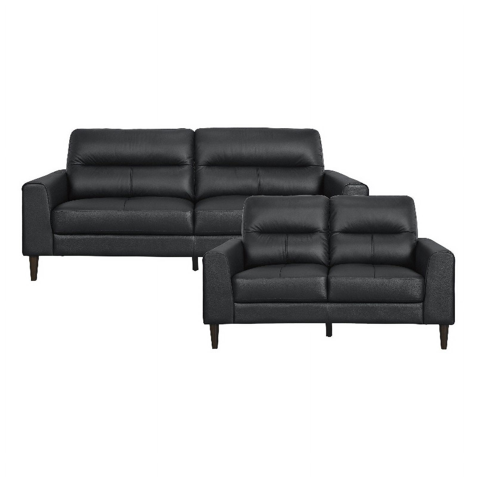 Lexicon Lewes 2-Piece Leather Match Sofa Set In Black - Walmart.com with Nestore Premium Genuine Leather Match Sofa Black