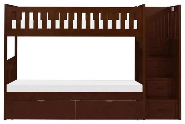 Lexicon Rowe Reversible Step Storage Wood Bunk Bed With Storage Boxes ... throughout Designing smart storage solutions for children's bedroom furniture