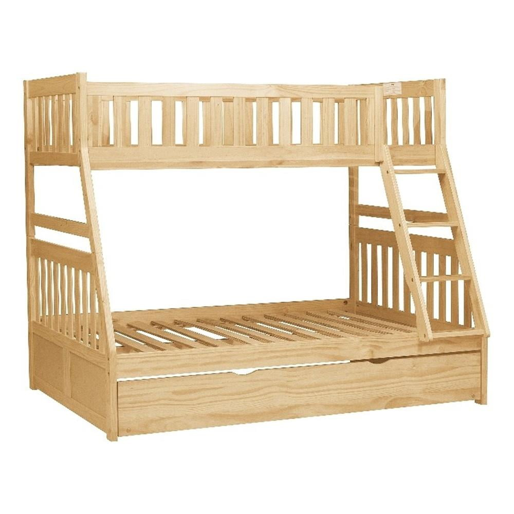 Lexicon Wood Full Bunk Bed For Kids With Twin Trundle In Natural Pine ... intended for Understanding the Benefits of Natural Pine in Modern Bunk Bed Design