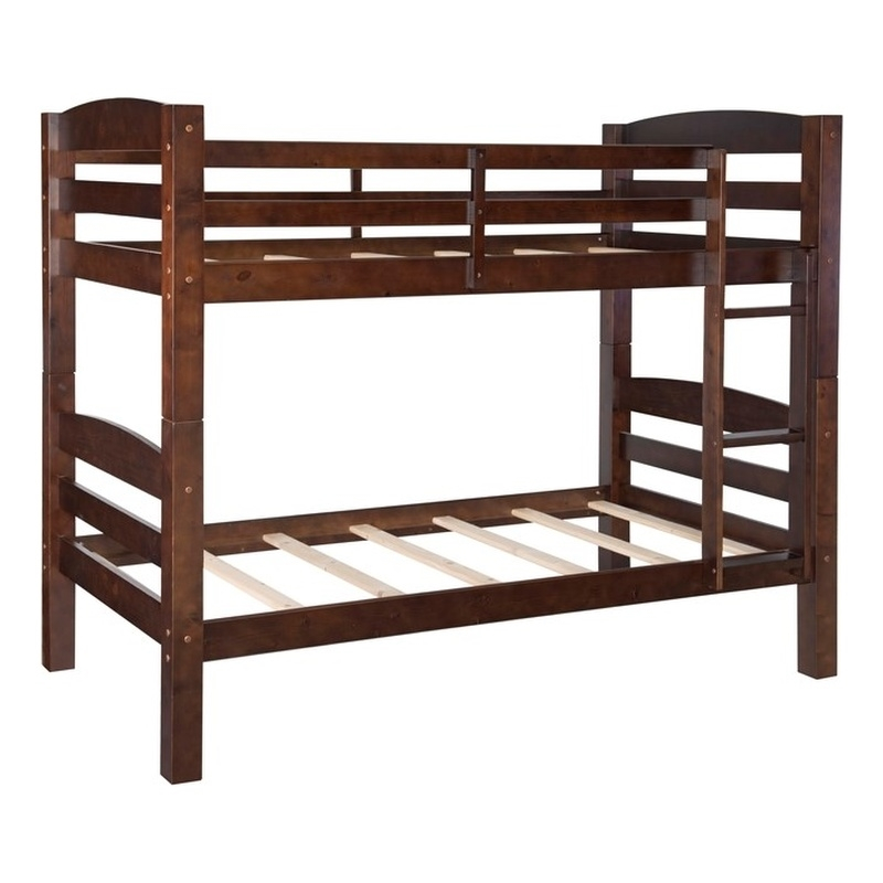 Linon Levi Twin Over Twin Wood Bunk Bed In Espresso ... inside Creating safe sleeping arrangements with twin over twin wooden bed frames