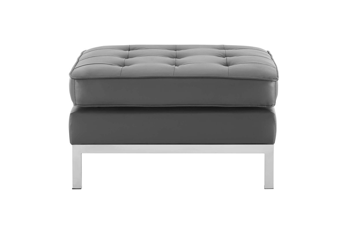 Loft Tufted Upholstered Faux Leather Ottoman In Silver Gray intended for The Art of Selecting the Right Loft Tufted Upholstered Faux Leather Sofa for Your Space