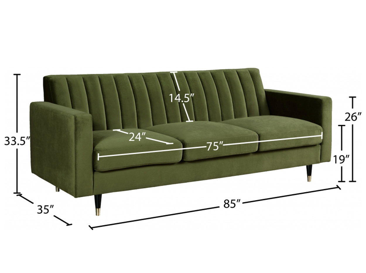 Lola Velvet Sofa By Meridian - Mig Furniture pertaining to Lola Velvet Upholstered Sofa, Olive