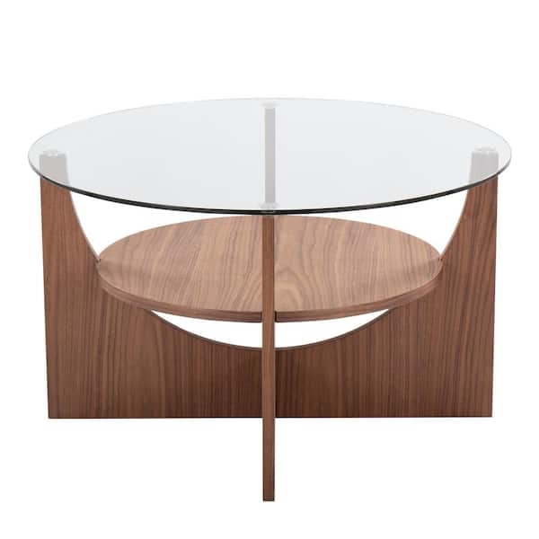 Lumisource U-Shaped 31.5 In. Walnut Wood And Clear Glass Round Coffee ... with Understanding the timeless appeal of walnut wood dining tables