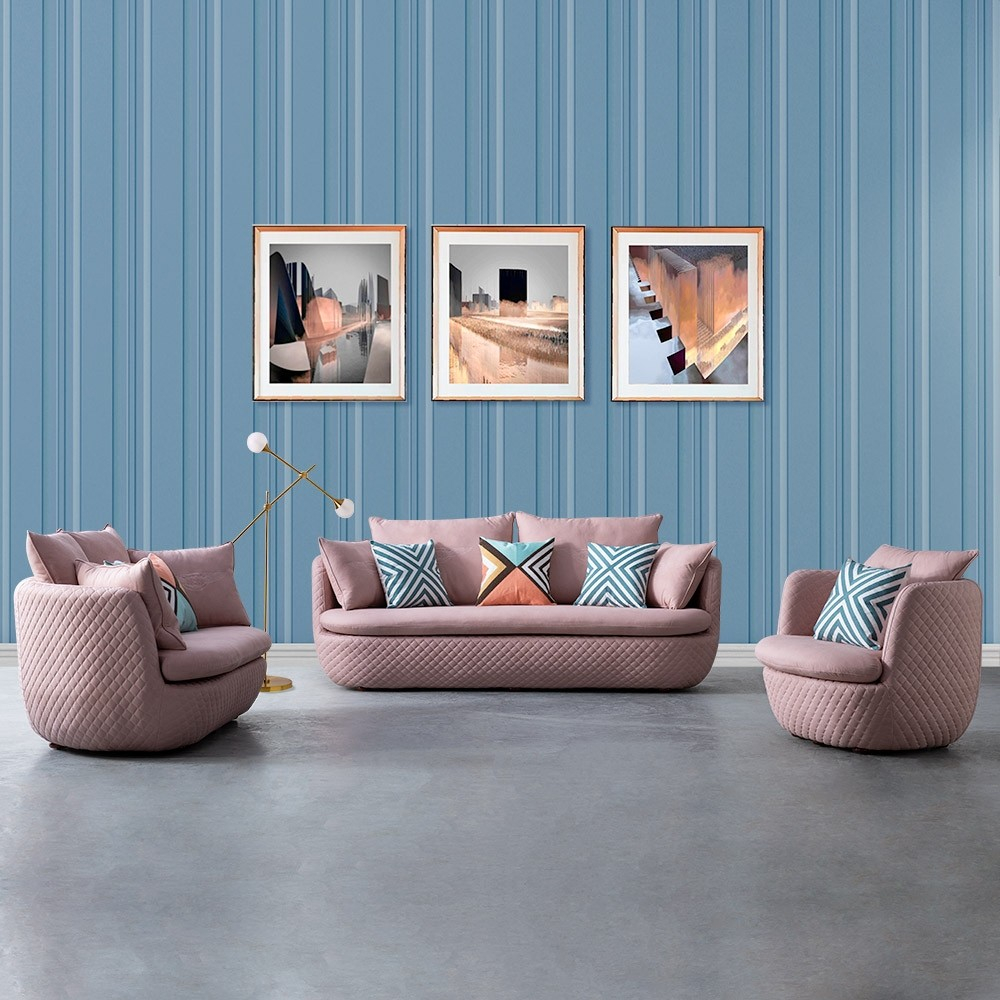 Luxury Modern 85" Blush Pink Upholstered Sofa 3-Seater Curved Sofa ... for The Art of Choosing the Perfect Modern Sofa with Oak Wood Base and Blush Finish