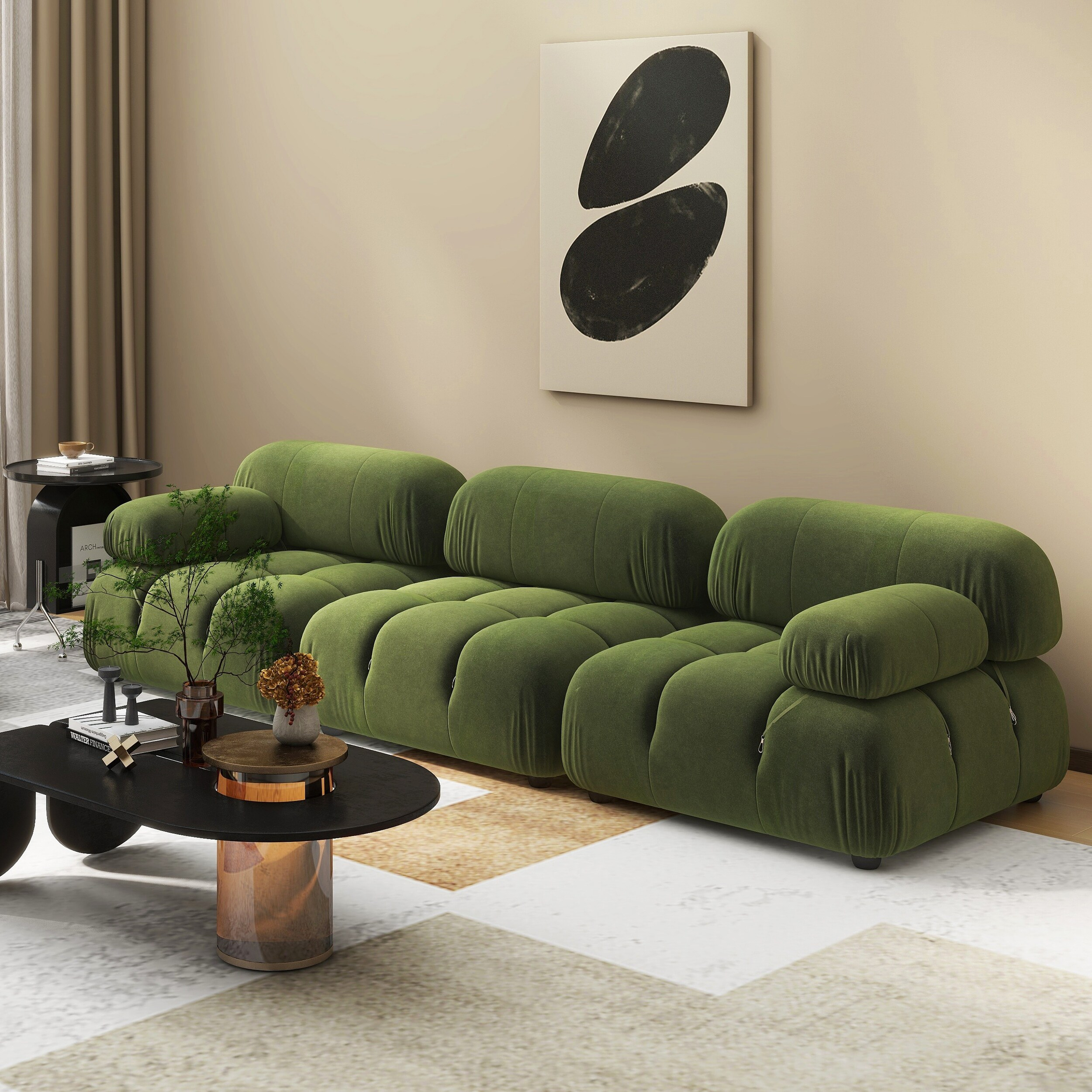 Marcel 109.5" Bubble Modular Modern 3-Piece Sofa - On Sale - Bed Bath ... intended for Marcel 109.5" Modular Sofa, Pebble Gray Corduroy