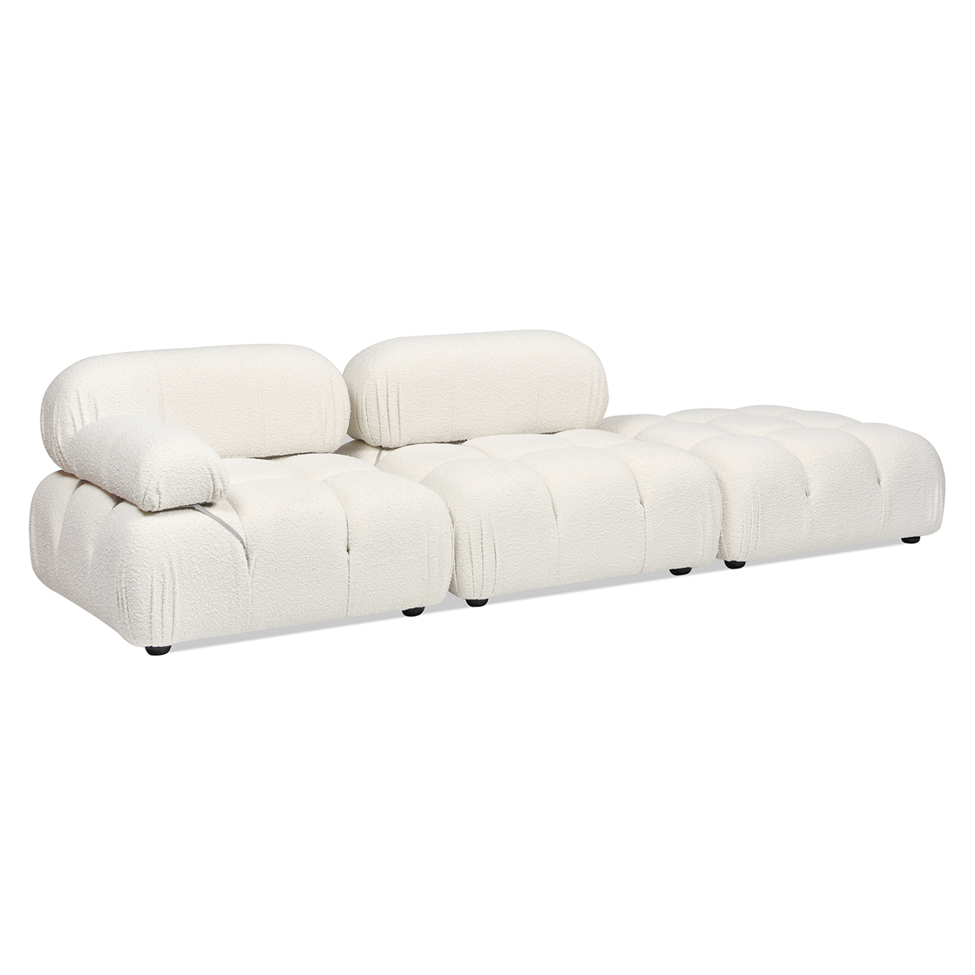 Marcel 109.5" Bubble Modular Modern Chaise Single Arm 3-Piece Sofa ... inside Marcel 109.5" Post-Modern Modular Chaise Sofa, Ivory White Boucle