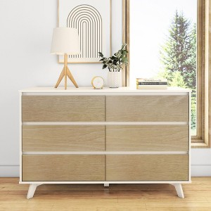 Max & Lily Solid Wood Scandinavian 6 Drawer Dresser, White/Blonde : Target within Scoot 6-Drawer Dresser, White Natural Walnut
