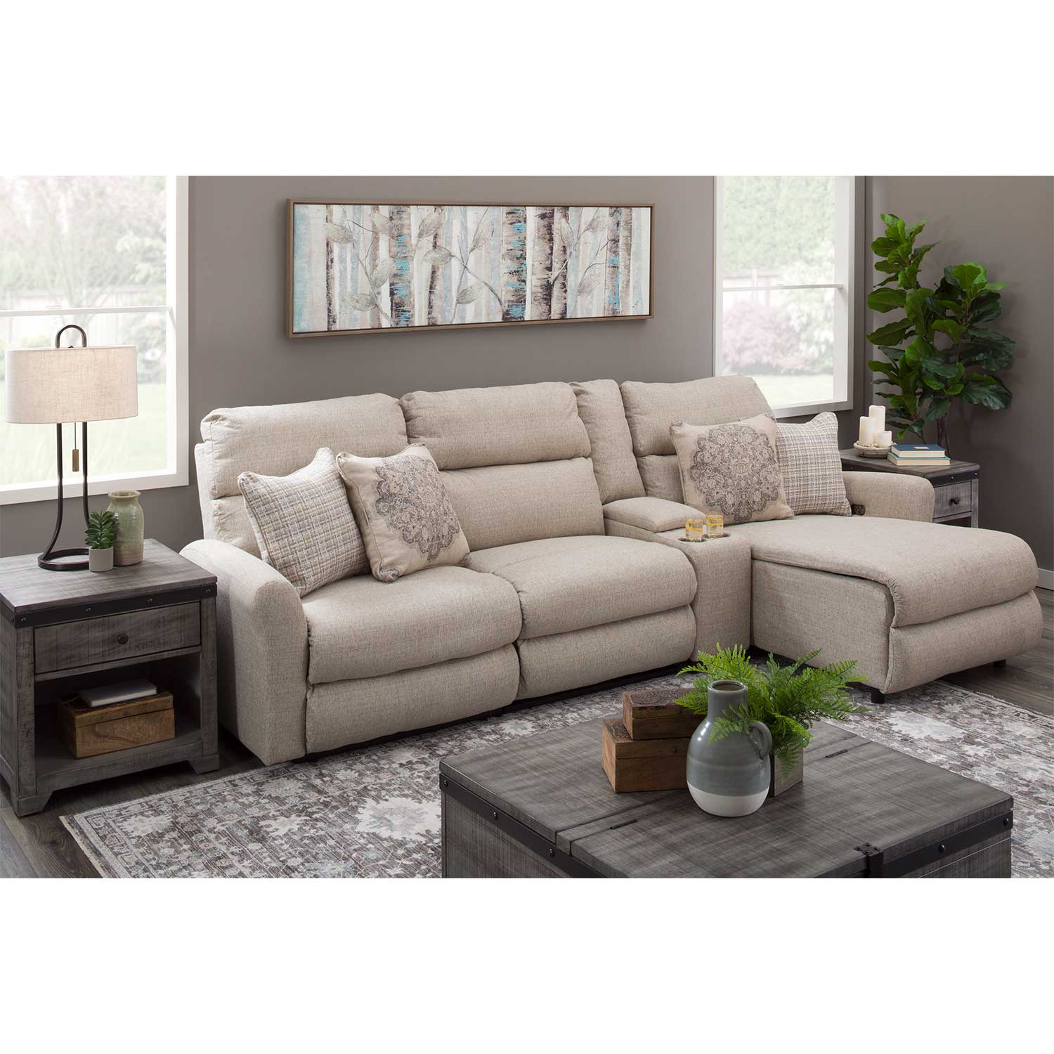 Mcpherson 4Pc Power Reclining Sectional With Raf C | 0E0-6261Rc-4Pc ... intended for Lexicon Adahlia Chenille Upholstery 2Pc Power Sectional W/ Right Chaise In Sand