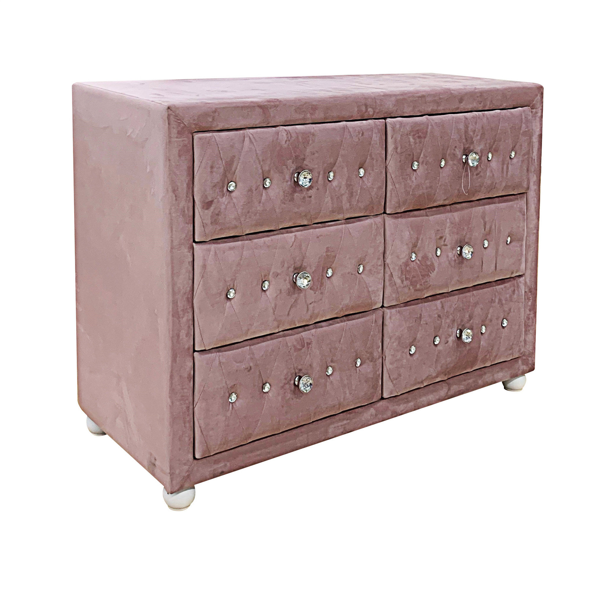 Mercer41 Reggie Pink Fabric Dresser - Wayfair Canada within Acme Reggie Dresser, Pink Fabric