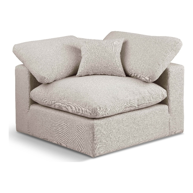 Meridian Furniture Comfy Beige Linen Textured Fabric Corner Chair ... regarding Understanding the Appeal of Lucia Beige Linen Textured Fabric Chairs