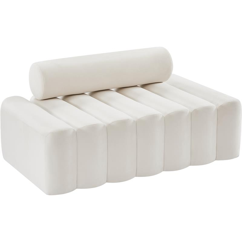 Meridian Furniture Melody Cream Velvet Loveseat | Homesquare pertaining to Understanding the Artisan Craftsmanship Behind Velvet Upholstery