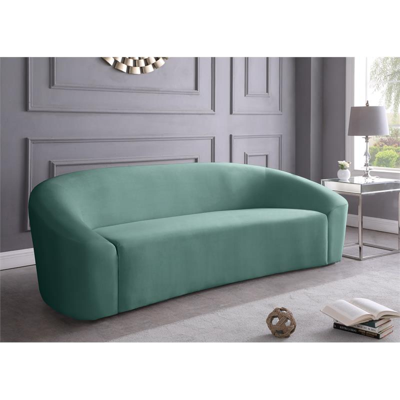 Meridian Furniture Riley Mint Velvet Sofa | Homesquare pertaining to Understanding the Appeal of Riley Velvet Upholstered Rounded Sofa in Modern Interior Design