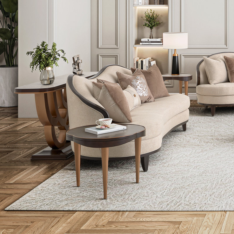 Michael Amini Camellia Field 94'' Chenille Recessed Arms Cal117 ... within Camellia Field Chenille Sofa, Linen/Warm Pecan