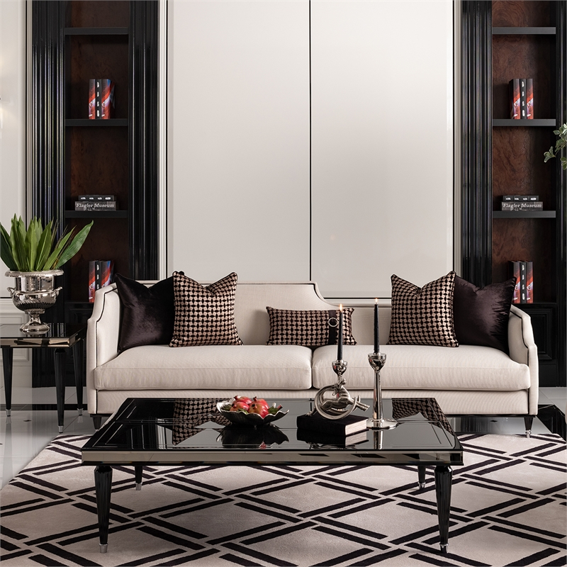 Michael Amini La Francaise Mansion Sofa - Cafe Au Lait/Black | Cymax ... with La Francaise Mansion Sofa Cafe Au Lait/Black