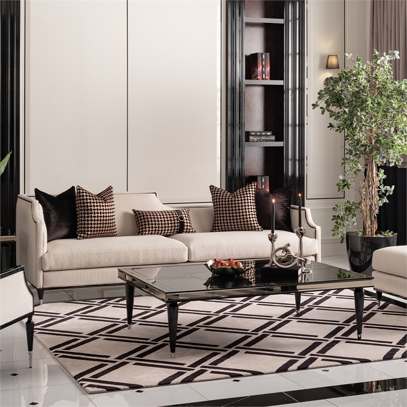 Michael Amini La Francaise Mansion Sofa - Cafe Au Lait/Black | Homesquare intended for La Francaise Mansion Sofa Cafe Au Lait/Black