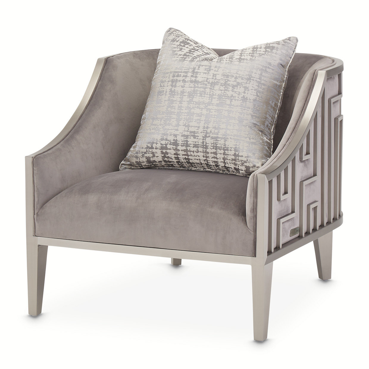 Michael Amini Roxbury Park Velvet Accent Chair - Steel Gray/Stainless ... pertaining to Transforming Your Home Interior with the Roxbury Park Velvet Sofa Experience