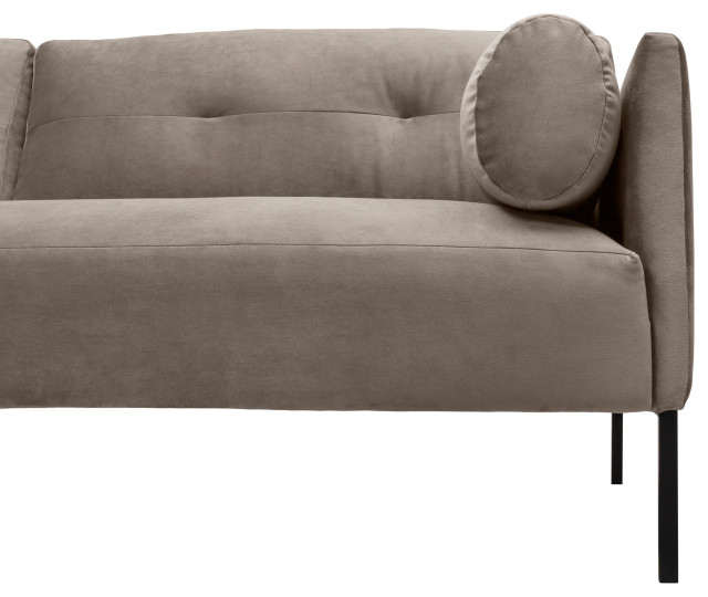 Michalina 84" Fossil Gray Velvet Sofa With Black Metal Legs ... inside Michalina 84" Beige Fabric Sofa With Black Metal Legs