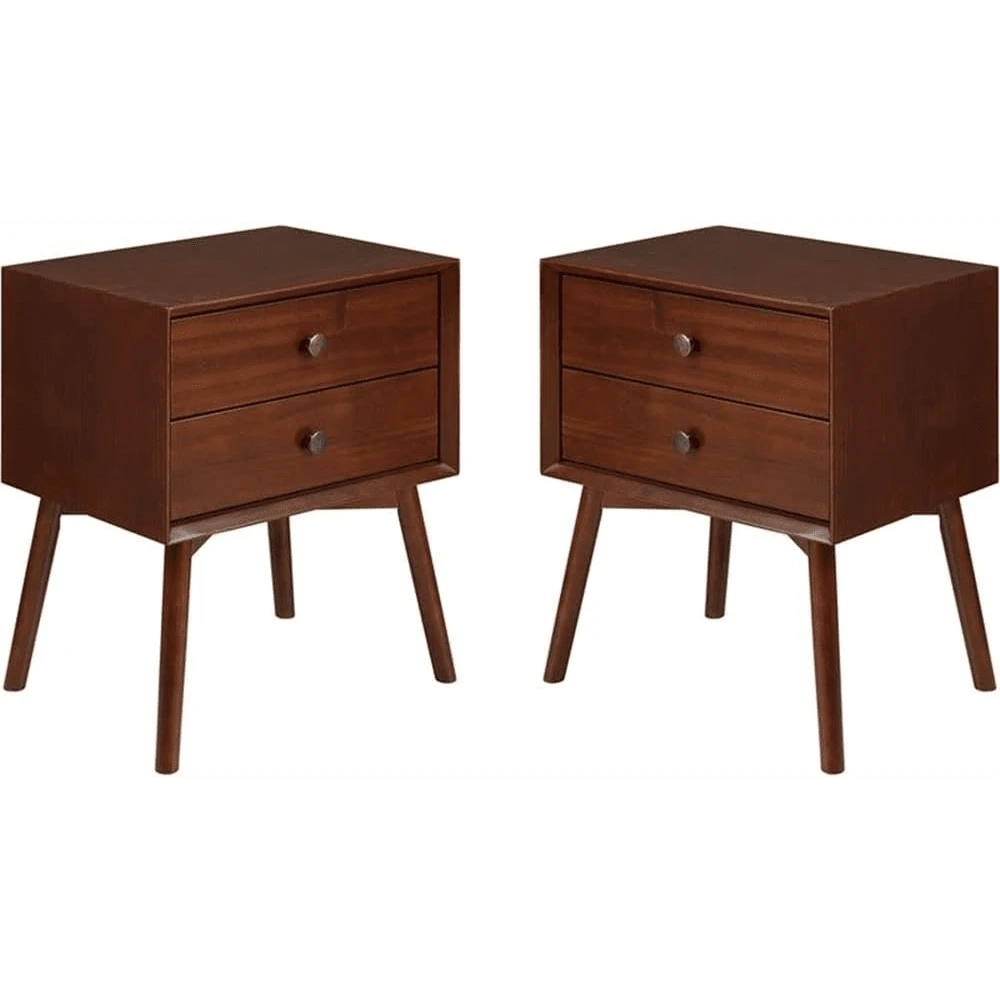 Mid-Century Modern 2-Piece Solid Wood 2-Drawer Nightstand Set, 2 Pack ... throughout Understanding the Appeal of Modern Faux Wood Bedroom Furniture