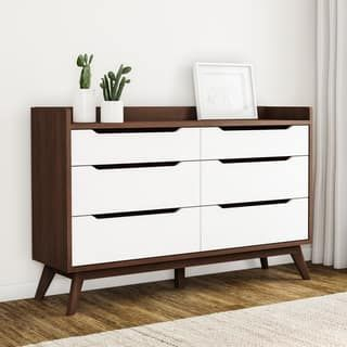 Mid-Century White And Walnut 6-Drawer Chest By Baxton Studio In 2025 ... regarding Scoot 6-Drawer Dresser, White Natural Walnut