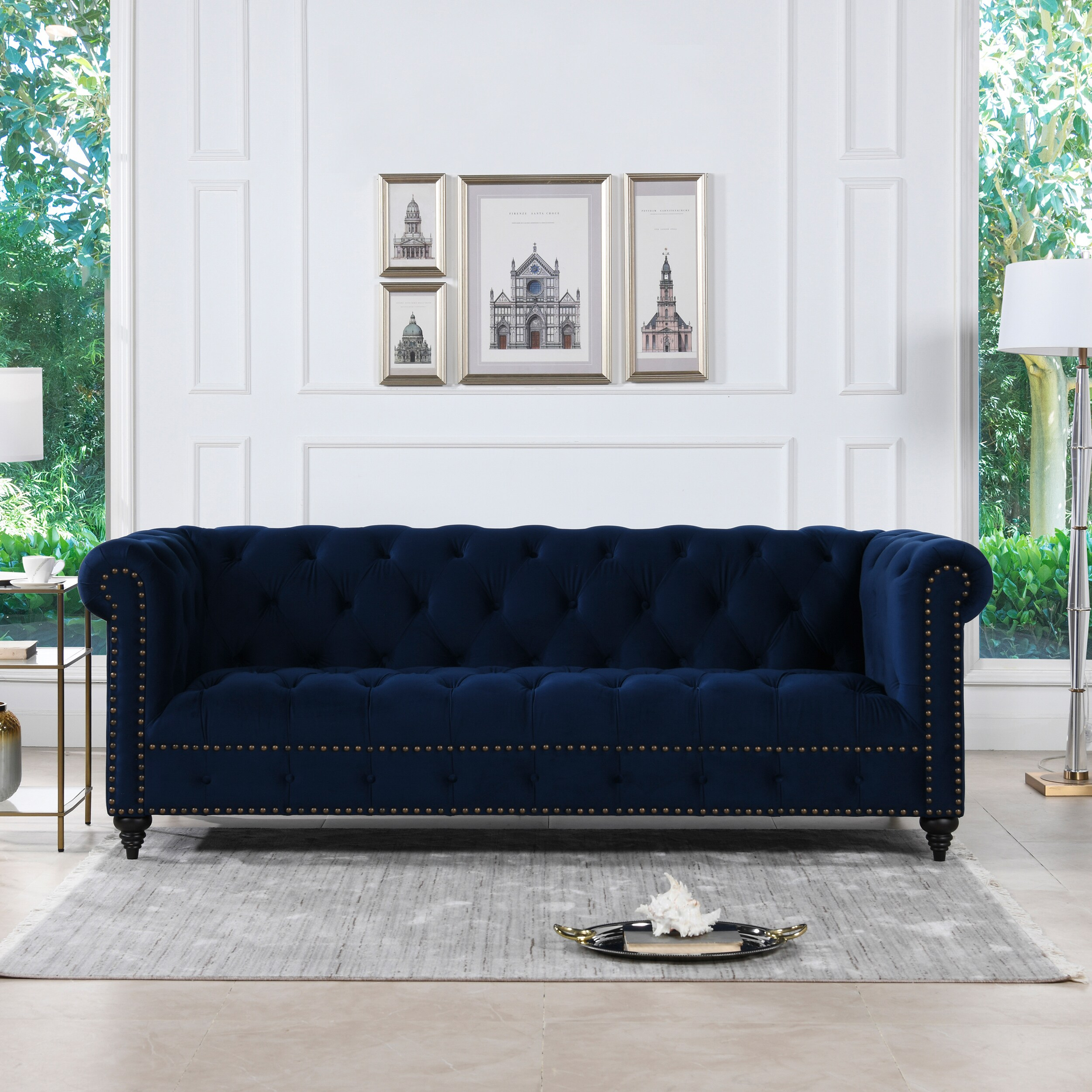 Midnight Blue Tufted Velvet Sofa | Baci Living Room throughout How Velvet Textures Transform the Comfort and Aesthetics of Home Seating