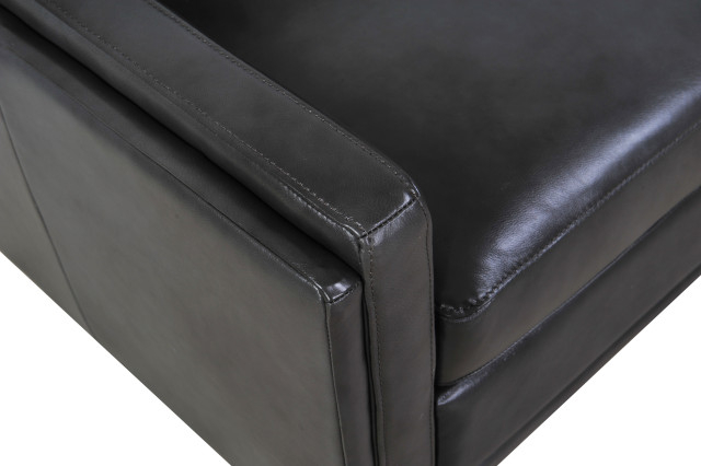 Milo Full Leather Mid-Century Corner Sofa Sectional, Charcoal ... for The Artisan Craftsmanship Behind Mid-Century Sofa Construction and Materials