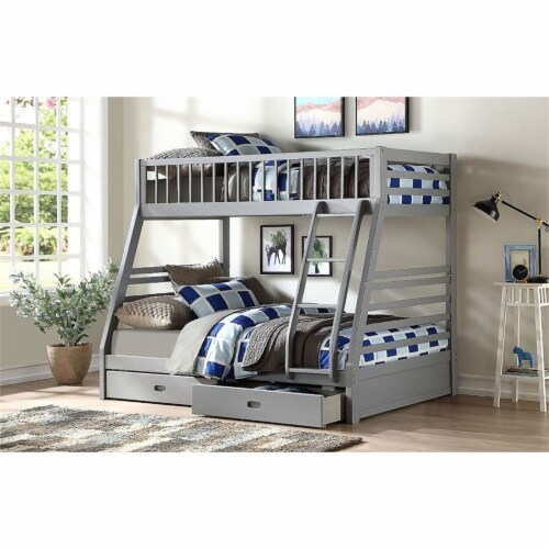 Milton Greens Stars Inc Modern Wood Twin/Full Bunk Bed With Drawers In ... for Modern & Contemporary Grey Finished Wood Twin Size Bunk Bed