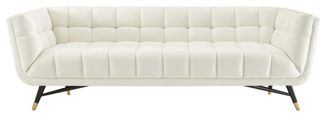 Modern Contemporary Urban Living Sofa, Velvet Fabric - Midcentury ... within Modern Contemporary Urban Living Sofa, Velvet Ivory White