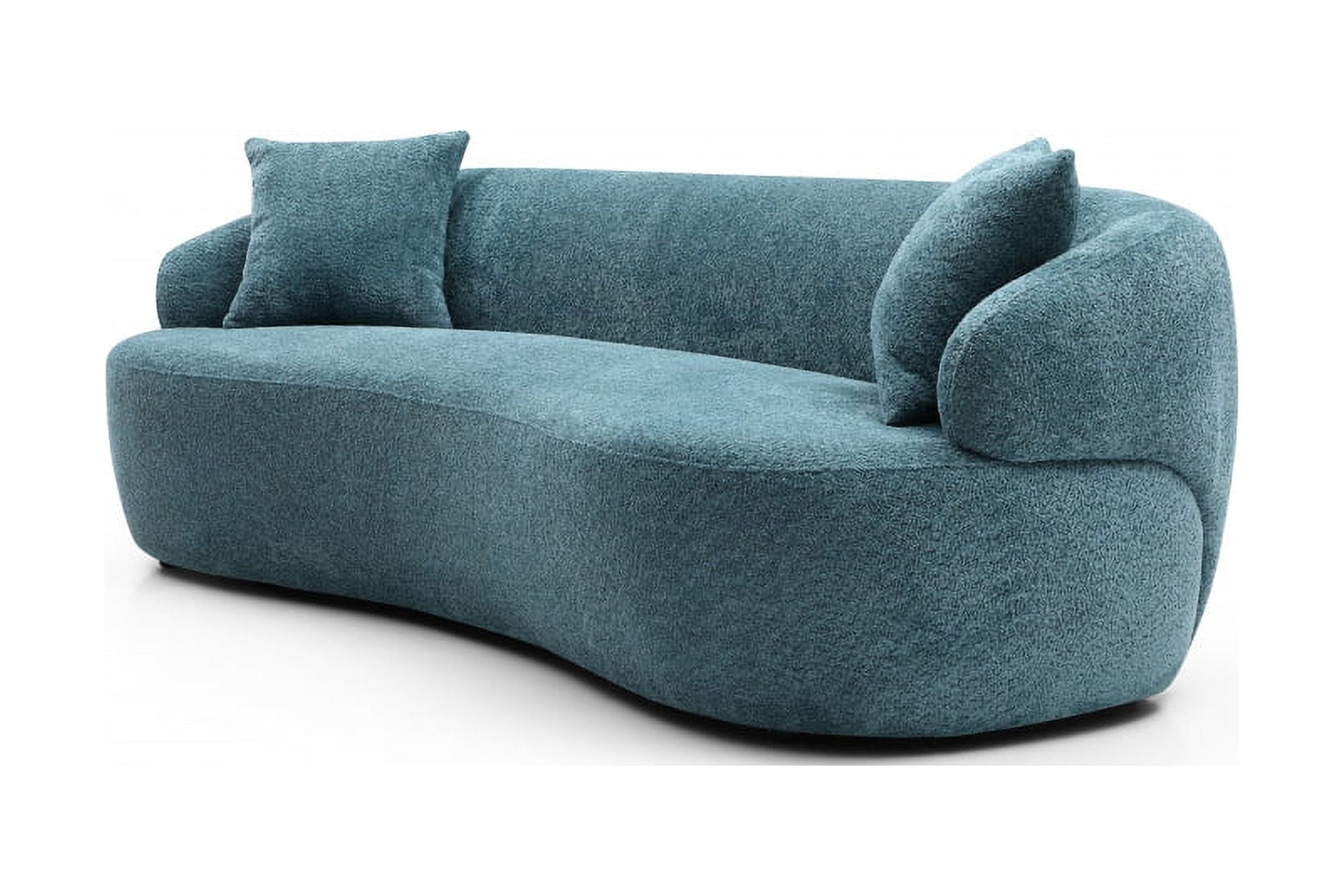 Modern Curved Sofa Couch,Mid-Century Curved Backrest Upholstered Sofa,3 ... inside Centaurnoah 83.5" Wide 3 Seater Sofa, Boucle/Linen Upholstery, Black Boucle