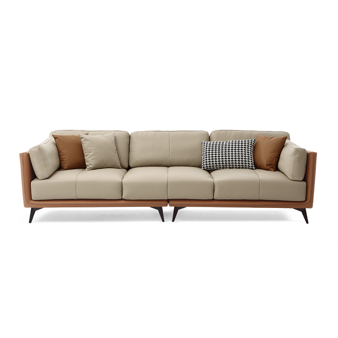Modern Design Genuine Leather Couch Loveseats Beige Sofa For Sale ... with regard to Oliver Genuine Leather Sofa, Beige