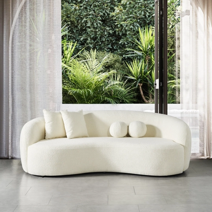 Modern Large Full Italian Boucle Ivory 3 Seater Sofa within Interior design trends featuring neutral-toned boucle upholstery materials