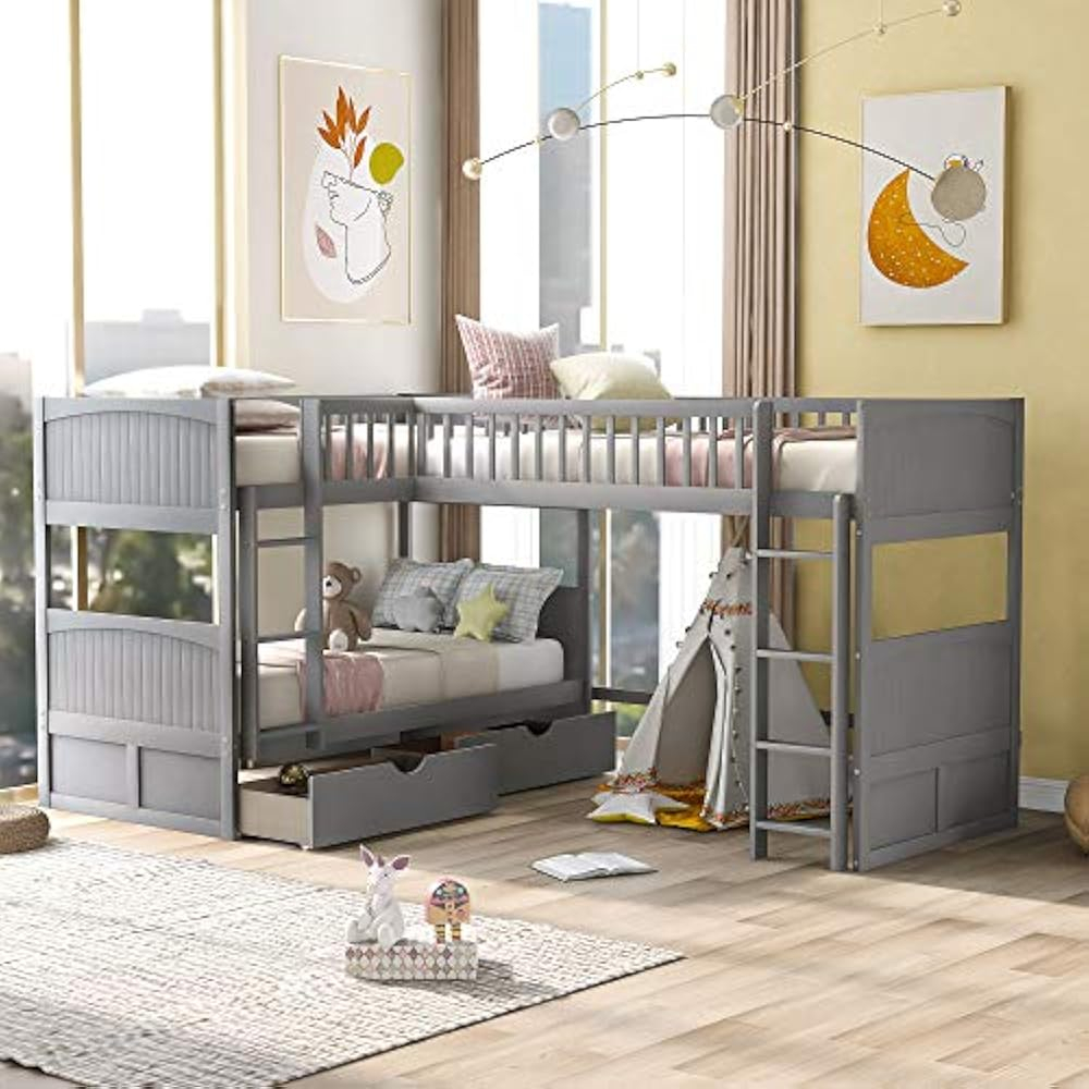 Modern Solid Wood Twin Size Bunk Bed Dengan Loft Bed Indonesia | Ubuy inside From Traditional to Trendy: The Evolution of Grey Wood Bunk Beds