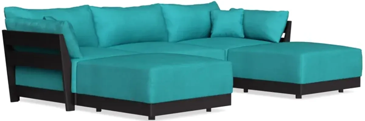 Modular Bondi Black 3-Seater Daybed Sofa Sectional In Jade Green ... inside Palms Modular Sectional 3-Seater Sofa - Black