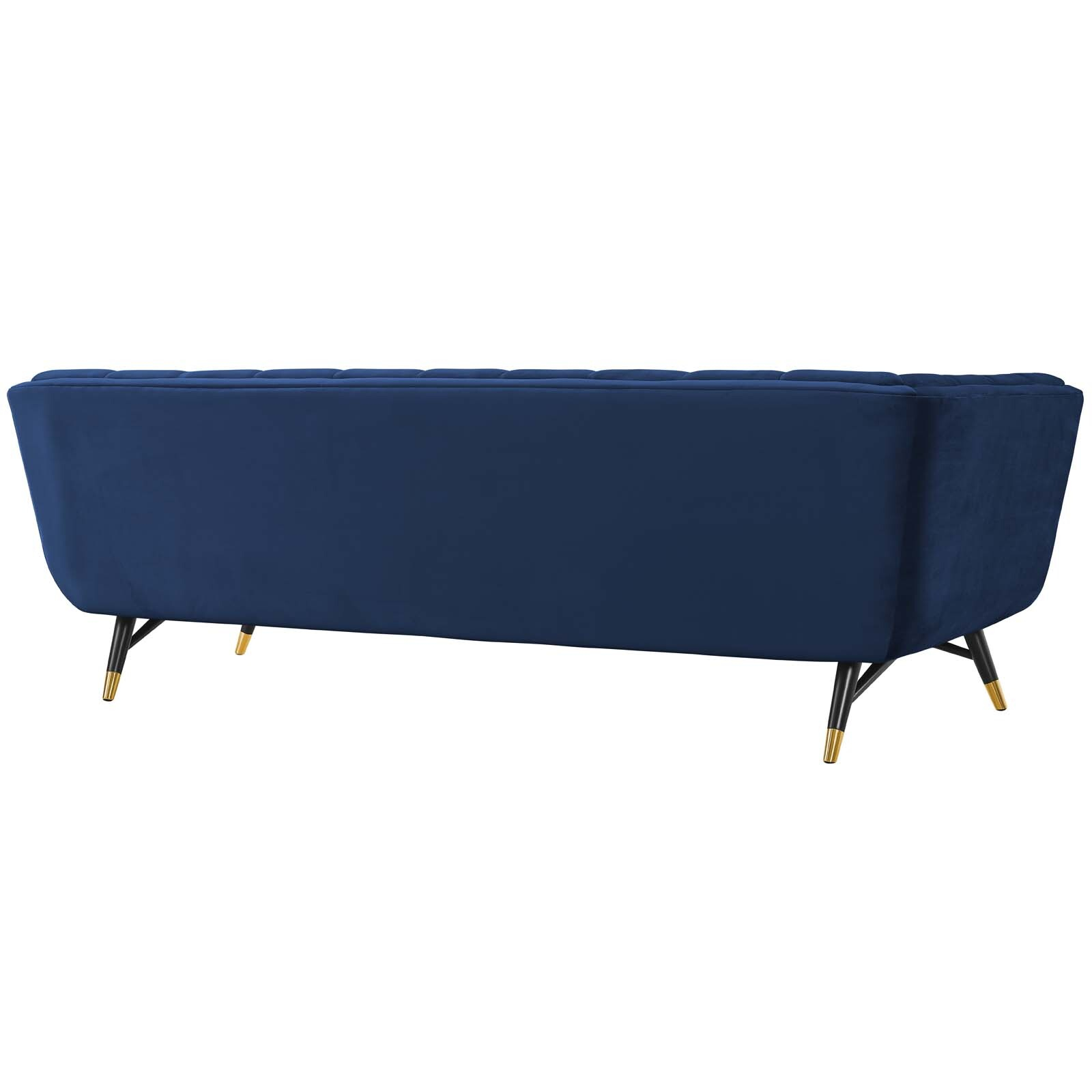 Modway Adept Performance Velvet Sofa In Midnight Blue | Ebay for How Velvet Textures Transform the Comfort and Aesthetics of Home Seating