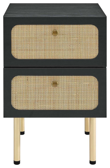 Modway Chaucer 2-Drawer Particleboard And Rattan Nightstand In Black ... intended for Modway Soma 1-Drawer Rattan Mdf And Particleboard Nightstand In Walnut
