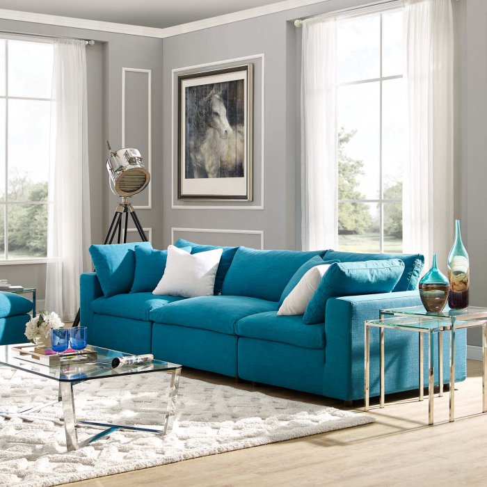 Modway Commix Down Filled Overstuffed 3 Piece Sectional Sofa Set From ... with Exploring the Evolution of Overstuffed Furniture Trends