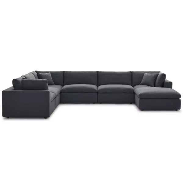 Modway Commix Down Filled Overstuffed 7 Piece Sectional Sofa Set Gray in Commix Down Filled Overstuffed 7 Piece Sectional Sofa Set