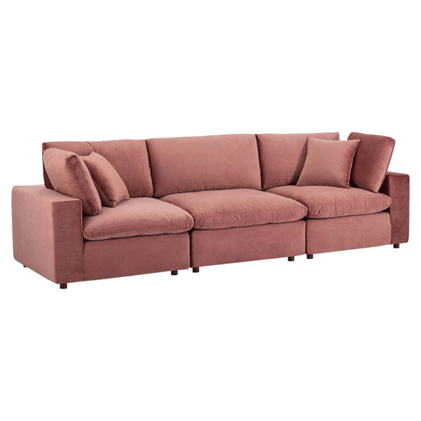 Modway Commix Down Filled Overstuffed Performance Velvet 3-Seater Sofa ... with Creating Cohesive Living Room Aesthetics with Modern Sofas