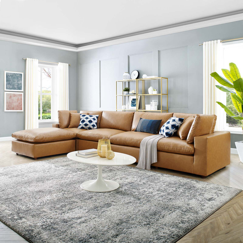 Modway Commix Down Filled Overstuffed Vegan Leather 5-Piece Sectional ... in Maximizing Comfort Without Compromising Style in Modern Sofas