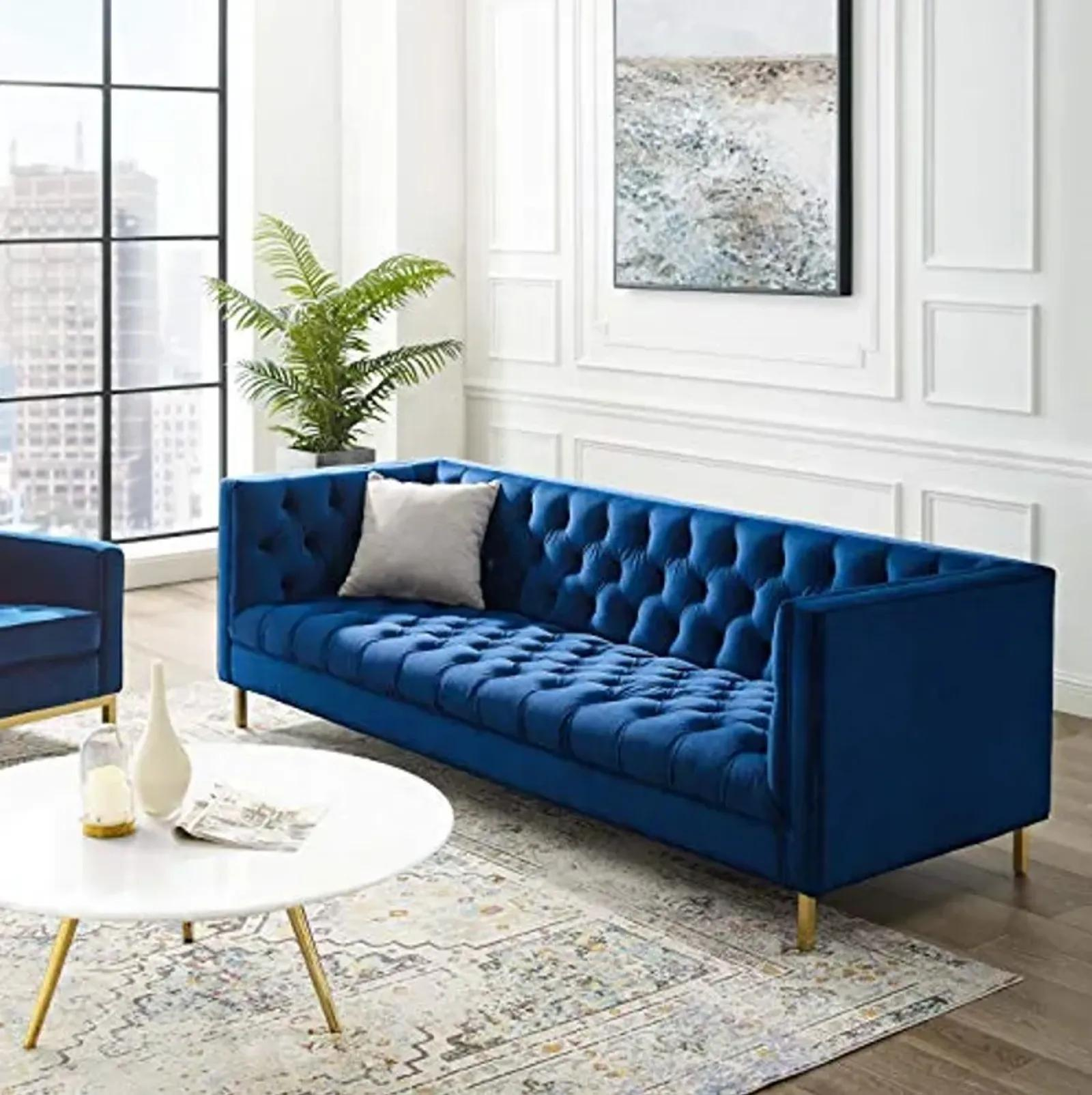 Modway Delight Tufted Button Performance Velvet Tuxedo Sofa With Gold ... pertaining to Understanding the Art of Tufted Button Upholstery in Modern Living Spaces