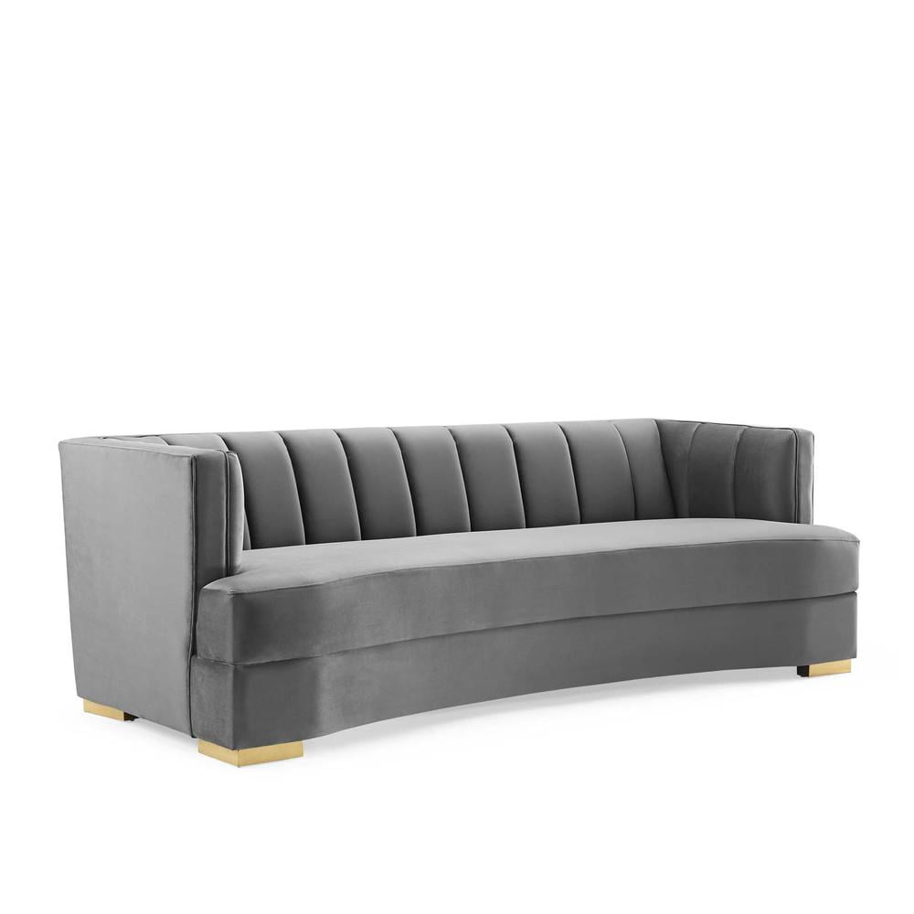 Modway Encompass Channel Tufted Performance Velvet Curved Sofa In Gray ... within Understanding the Appeal of Curved Sofa Design in Modern Living Spaces