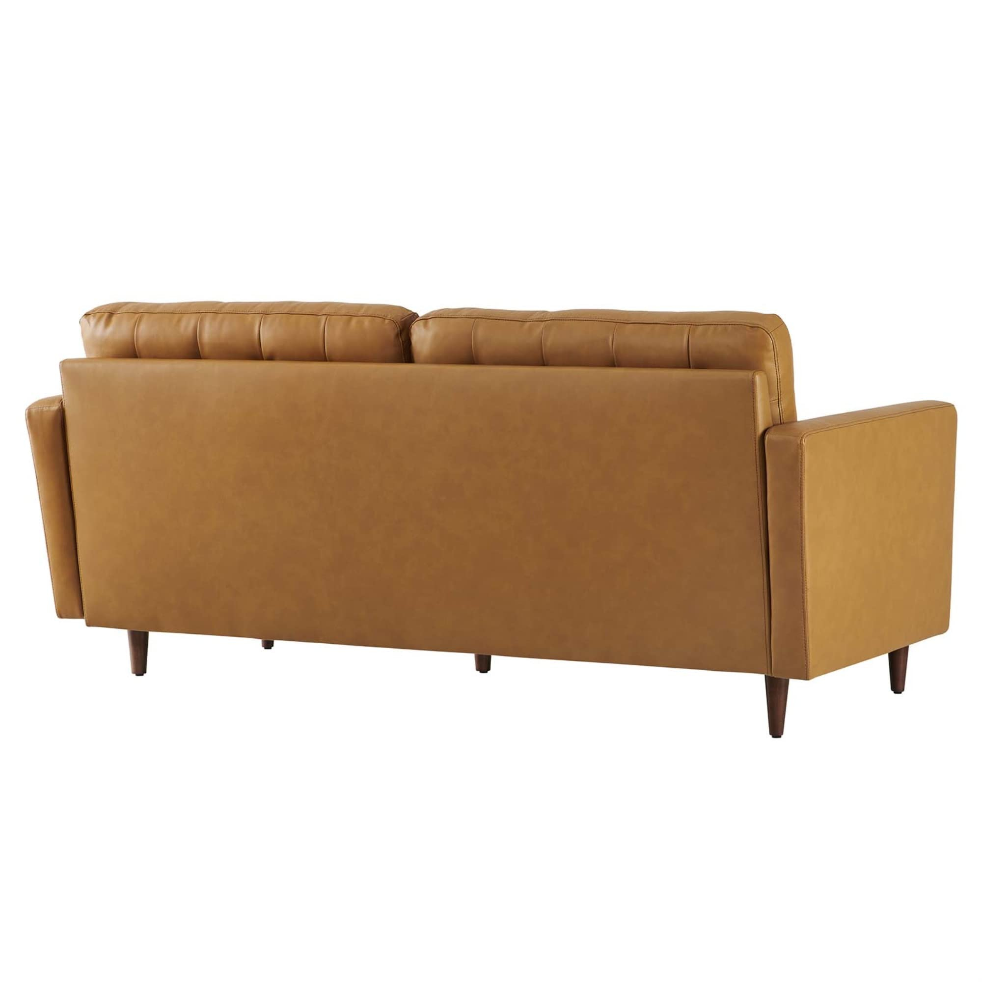 Modway Exalt Modern Style Tufted Vegan Leather Sofa In Tan Finish inside Understanding the Appeal of Tan Vegan Leather Sofas in Modern Living Spaces