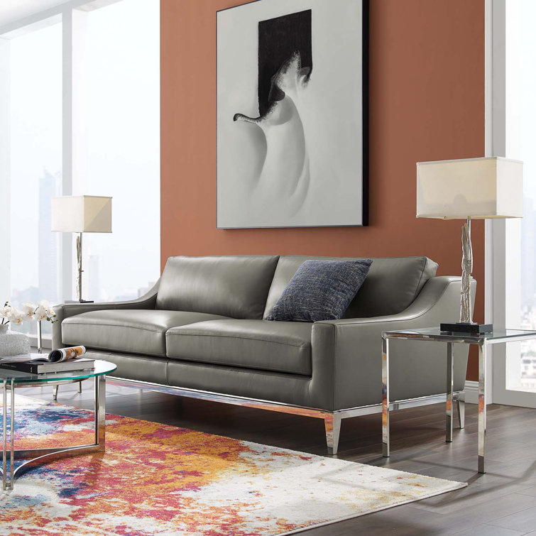 Modway Harness 83.5" Stainless Steel Base Leather Sofa By Modway ... with regard to Exploring leather sofa maintenance across different household environments