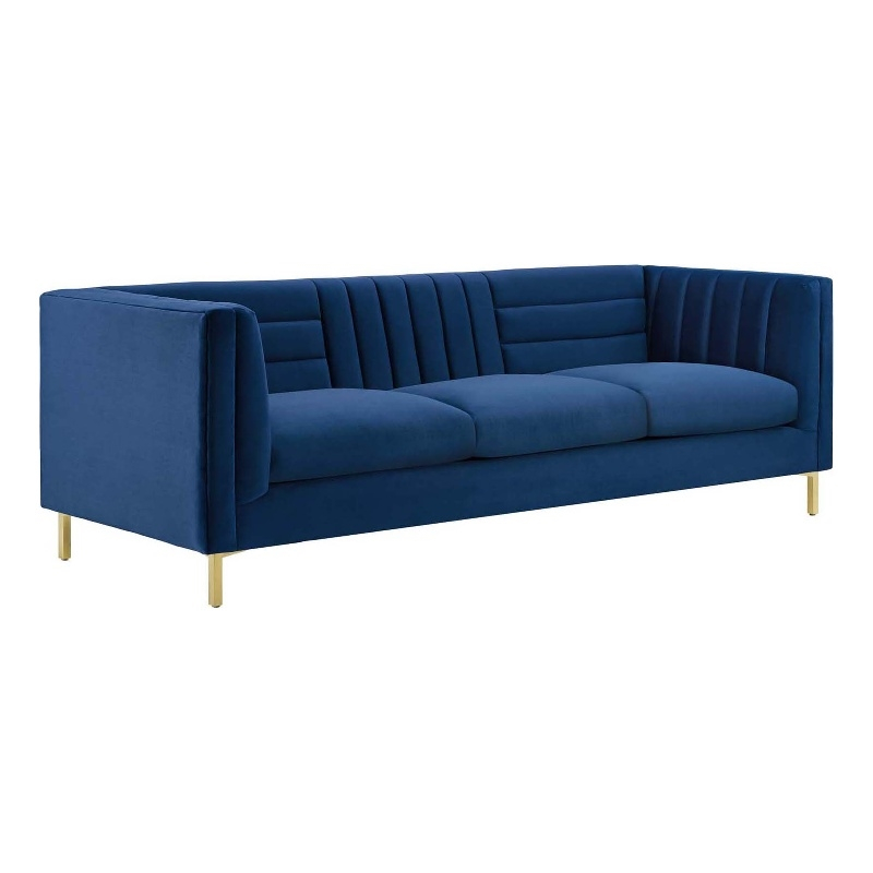 Modway Ingenuity Channel Tufted Performance Velvet Sofa In Navy ... for Understanding the Art of Tufted Velvet Upholstery in Modern Living Spaces