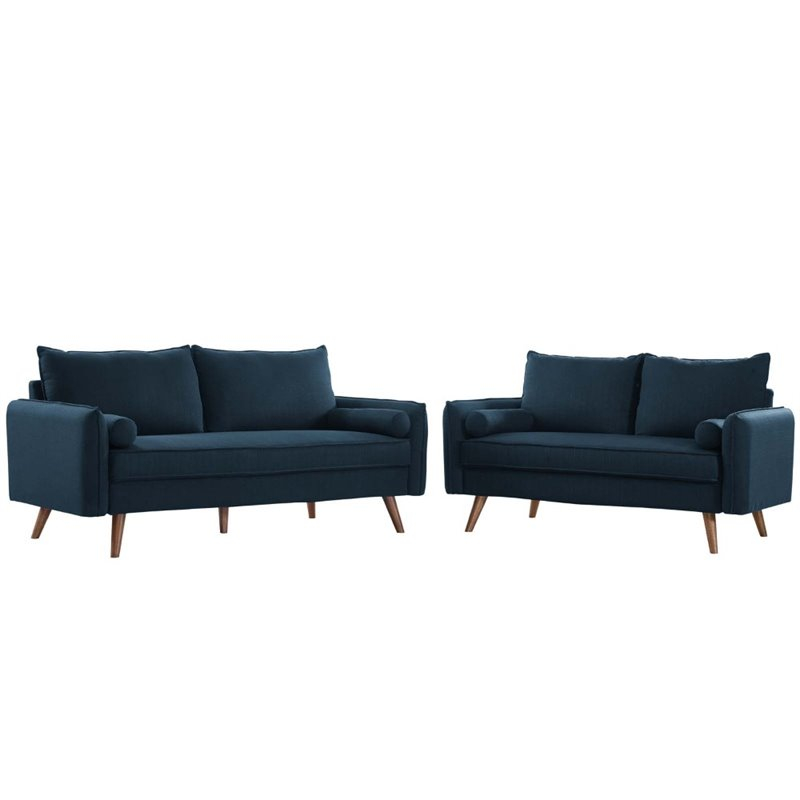 Modway Revive 2-Piece Fabric Upholstered Sofa And Loveseat Set In Azure ... in Exploring the Design Features of the Revive Upholstered Fabric Sofa Azure