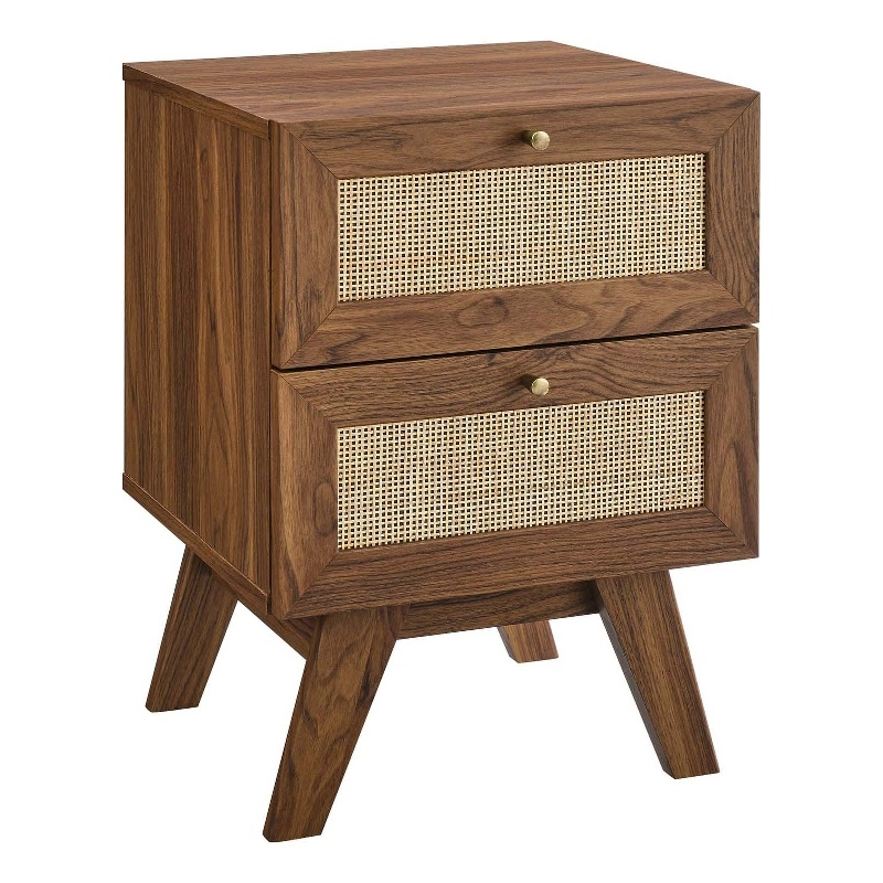 Modway Soma 2-Drawer Rattan Mdf And Particleboard Nightstand In Walnut ... inside Exploring the Intersection of Traditional Craftsmanship and Contemporary Materials