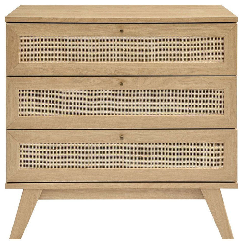 Modway Soma 3-Drawer Rattan Mdf And Particleboard Dresser In Oak ... with Modway Soma 1-Drawer Rattan Mdf And Particleboard Nightstand In Walnut