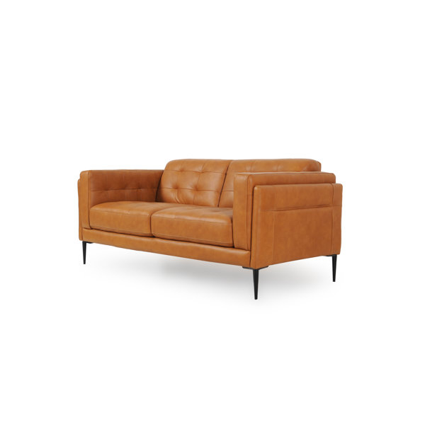 Moroni Murray 65" Genuine Leather Square Arm Sofa | Perigold within Murray Full Leather Sofa, Tan